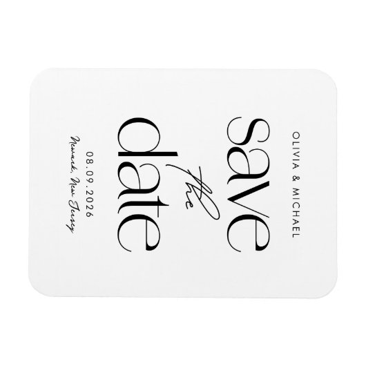 Moderne minimalistische chique bruiloft Save the D Magneet (Horizontaal)