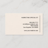 Moderne minimalistische chique crème professional visitekaartje (Achterkant)