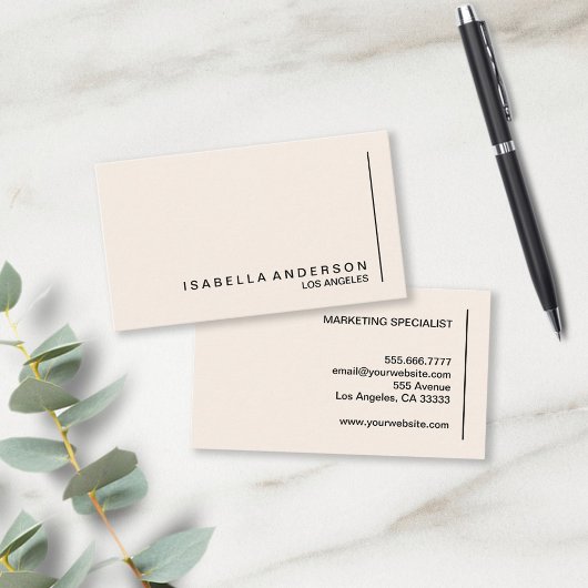 Moderne minimalistische chique crème professional visitekaartje