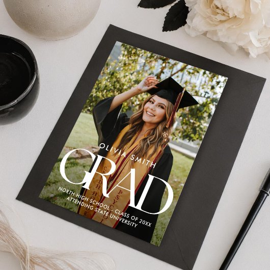 Moderne minimalistische chique foto Afstuderen Aankondiging