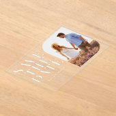 Moderne minimalistische chique foto bruiloft Save  Acryl Uitnodigingen (Laagn)