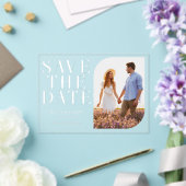 Moderne minimalistische chique foto bruiloft Save  Acryl Uitnodigingen (Insitu (Huwelijk))