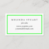 Moderne minimalistische chique limoengroen visitekaartje (Achterkant)