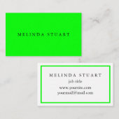 Moderne minimalistische chique limoengroen visitekaartje (Voorkant / Achterkant)