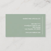 Moderne minimalistische chique salie groen profess visitekaartje (Achterkant)