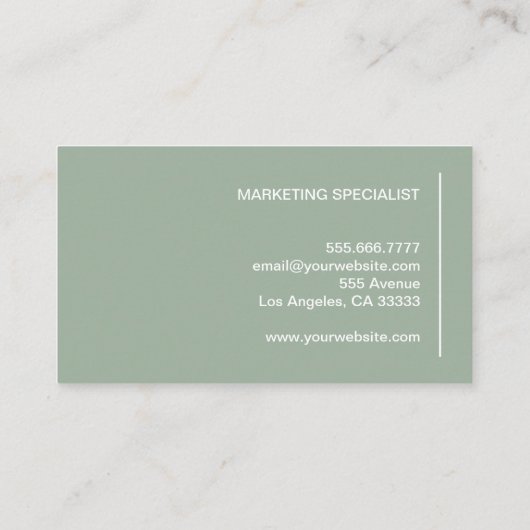 Moderne minimalistische chique salie groen profess visitekaartje (Achterkant)