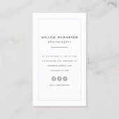 Moderne minimalistische chique trendy fotografie visitekaartje (Achterkant)