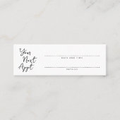 Moderne minimalistische chique volgende afspraak k mini visitekaartje (Voorkant)