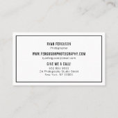 Moderne minimalistische chique witte fotografie fo visitekaartje (Achterkant)