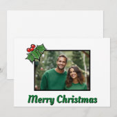 Moderne minimalistische Christmas Holly foto sjabl Feestdagenkaart (Voorkant / Achterkant)