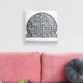 Moderne Minimalistische Circulaire Doolhof - Abstr Canvas Afdruk (Insitu (Woonkamer))