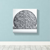 Moderne Minimalistische Circulaire Doolhof - Abstr Canvas Afdruk (Insitu (Houten vloer))