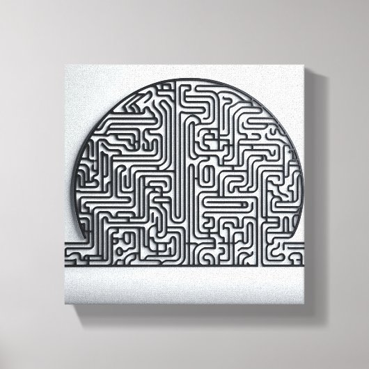 Moderne Minimalistische Circulaire Doolhof - Abstr Canvas Afdruk (Voorkant)