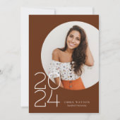 Moderne minimalistische cirkel foto afstudeerfeest kaart (Voorkant)