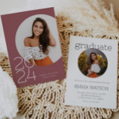 Moderne minimalistische cirkel foto afstudeerfeest kaart