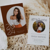 Moderne minimalistische cirkel foto afstudeerfeest kaart