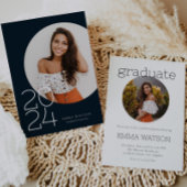 Moderne minimalistische cirkel foto afstudeerfeest kaart