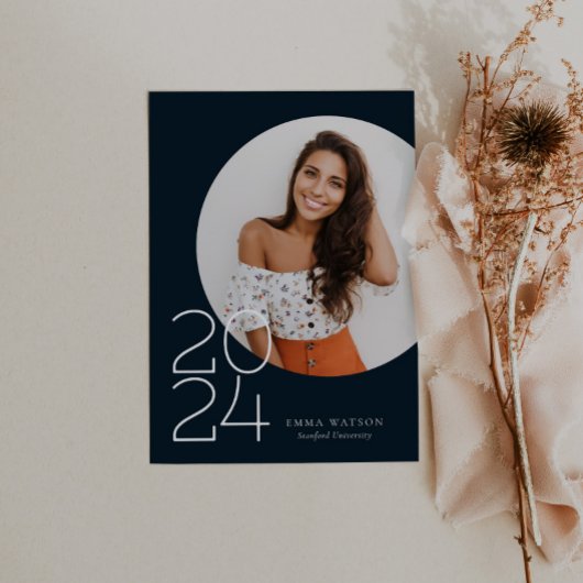 Moderne minimalistische cirkel foto afstudeerfeest kaart