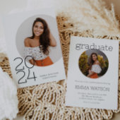 Moderne minimalistische cirkel foto afstudeerfeest kaart