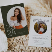 Moderne minimalistische cirkel foto afstudeerfeest kaart