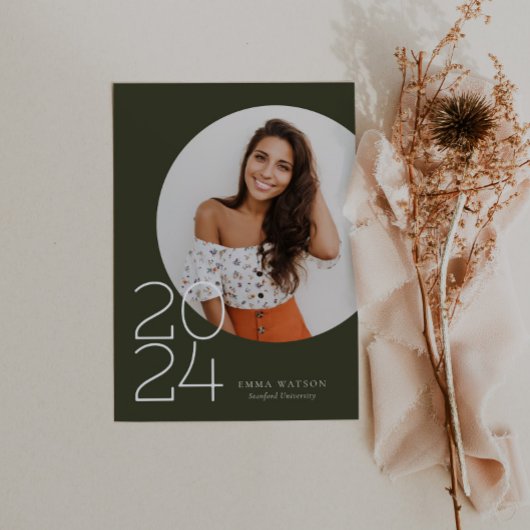 Moderne minimalistische cirkel foto afstudeerfeest kaart