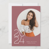 Moderne minimalistische cirkel foto afstudeerfeest kaart (Voorkant)