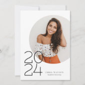 Moderne minimalistische cirkel foto afstudeerfeest kaart (Voorkant)