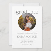 Moderne minimalistische cirkel foto afstudeerfeest kaart (Achterkant)