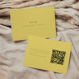 Moderne Minimalistische Citroen Gele Trouw QR Code RSVP Kaartje
