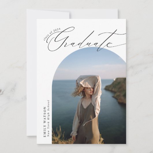 Moderne minimalistische Classic Arch Photo Afstude Kaart (Voorkant)