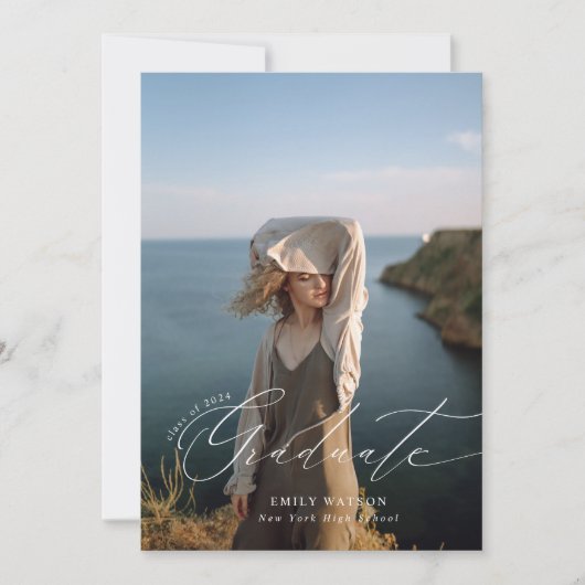 Moderne minimalistische Classic Full Photo Afstude Kaart (Voorkant)