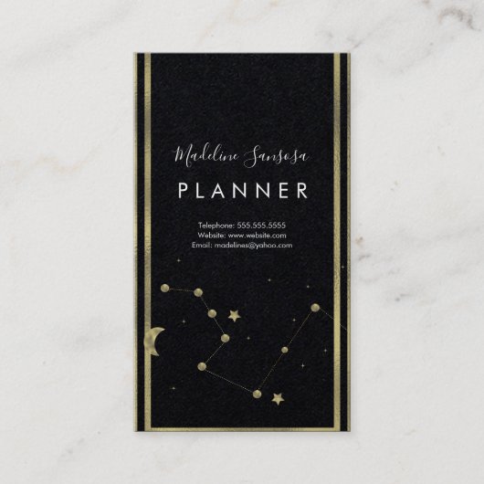 Moderne minimalistische constellatie Gold Verticaa Visitekaartje (Voorkant)