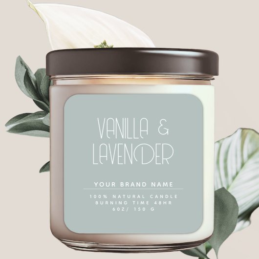 Moderne minimalistische cosmetica kaars verpakking vierkante sticker