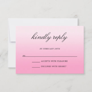 Moderne Minimalistische Cotton Candy Roze Ombre Tr RSVP Kaartje