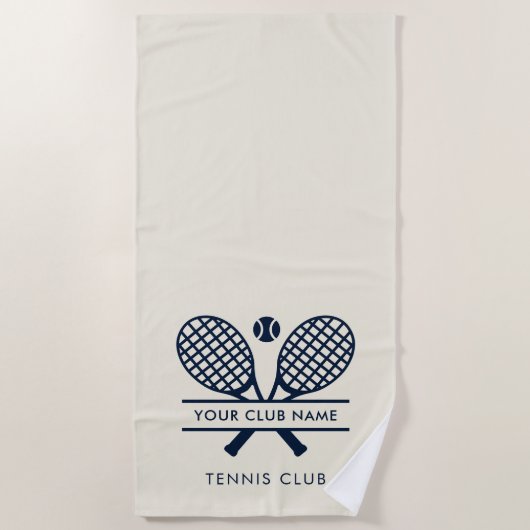 Moderne Minimalistische Country Club Naam Tennis T Strandlaken (Voorkant)