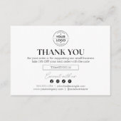 Moderne minimalistische coupon voor kleine bedrijv bedankkaart (Voorkant)