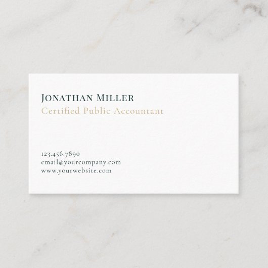 Moderne minimalistische CPA Visitekaartje (Voorkant)