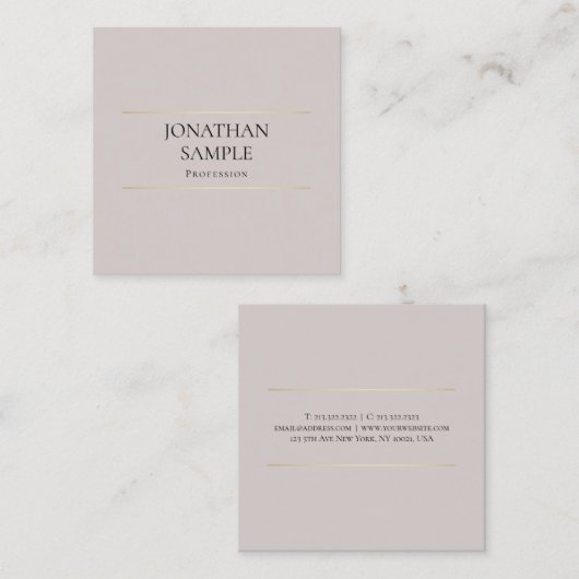 Moderne minimalistische creatieve elegante luxe Sj Vierkante Visitekaartje (Voorkant / Achterkant)