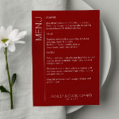 Moderne minimalistische Crimson Red bruiloft recep Menu