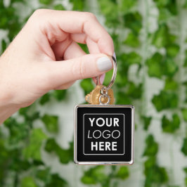 Moderne minimalistische Custom Business Logo Zwart Sleutelhanger