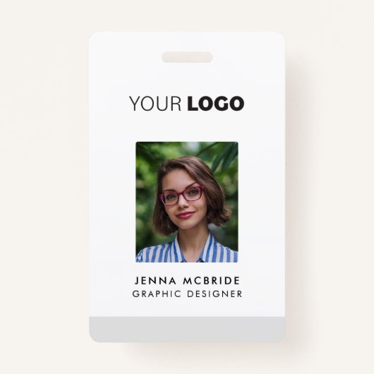 Moderne minimalistische Custom Employee Photo Card Badge (Voorkant)