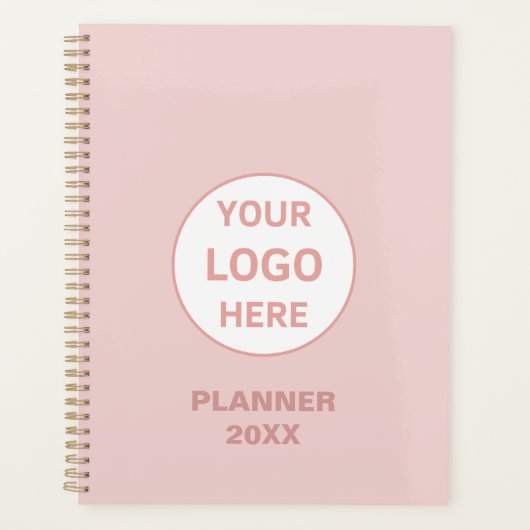 Moderne minimalistische Custom Logo Blush Pink Bus Planner (Voorkant)