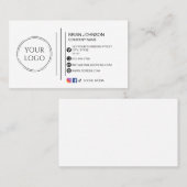 Moderne minimalistische custom logo social media visitekaartje (Voorkant / Achterkant)