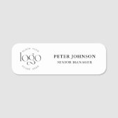 Moderne minimalistische Custom Logo zwart-wit Naamplaatje (Voorkant)