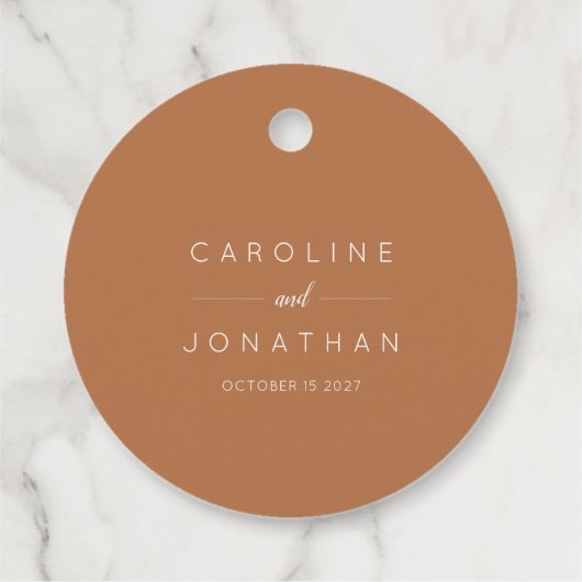 Moderne minimalistische Custom Wedding Terracotta Bedankjes Labels (Achterkant)