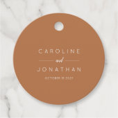 Moderne minimalistische Custom Wedding Terracotta Bedankjes Labels (Voorkant)