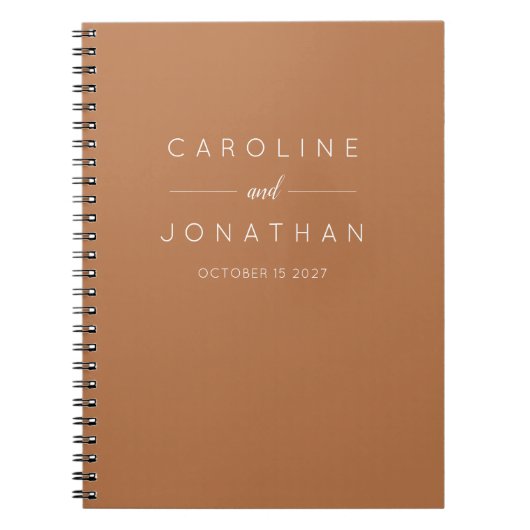Moderne minimalistische Custom Wedding Terracotta Notitieboek (Voorkant)