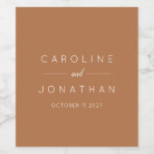 Moderne minimalistische Custom Wedding Terracotta Wijn Etiket (Enkel label)