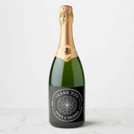 Moderne minimalistische Dank je wel met bloem fonk Sparkling Wijnetiket