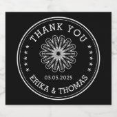 Moderne minimalistische Dank je wel met lijnkunst  Sparkling Wijnetiket (Enkel label)